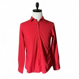 Design in Italy Womens Red Button Up‎ Shirt Long Sleeve Luxury Size M